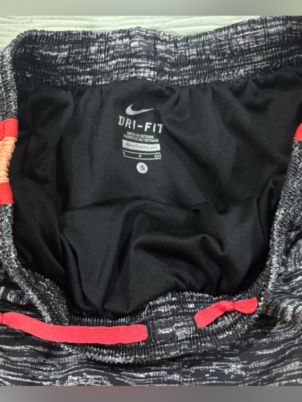 Nike Women's Black Space-Dye Athletic Shorts with Coral Trim - Picture 3 of 3